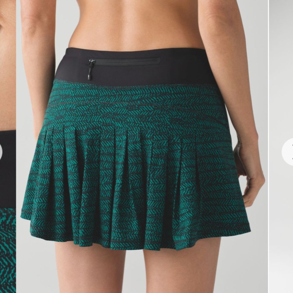 Lululemon sz 8 Circuit Breaker Mini Trax skirt green black athleisure loungewear
